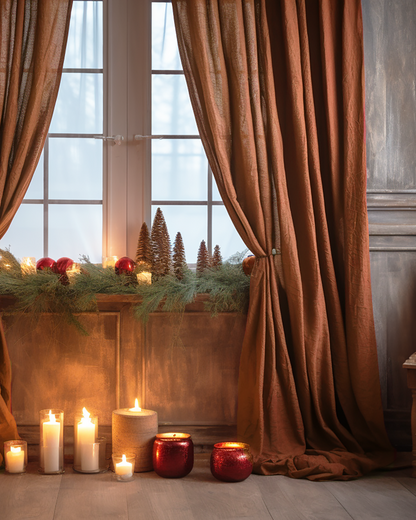 Cinnamon linen curtains