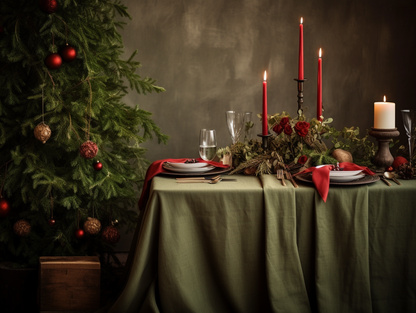 Dark olive tablecloth