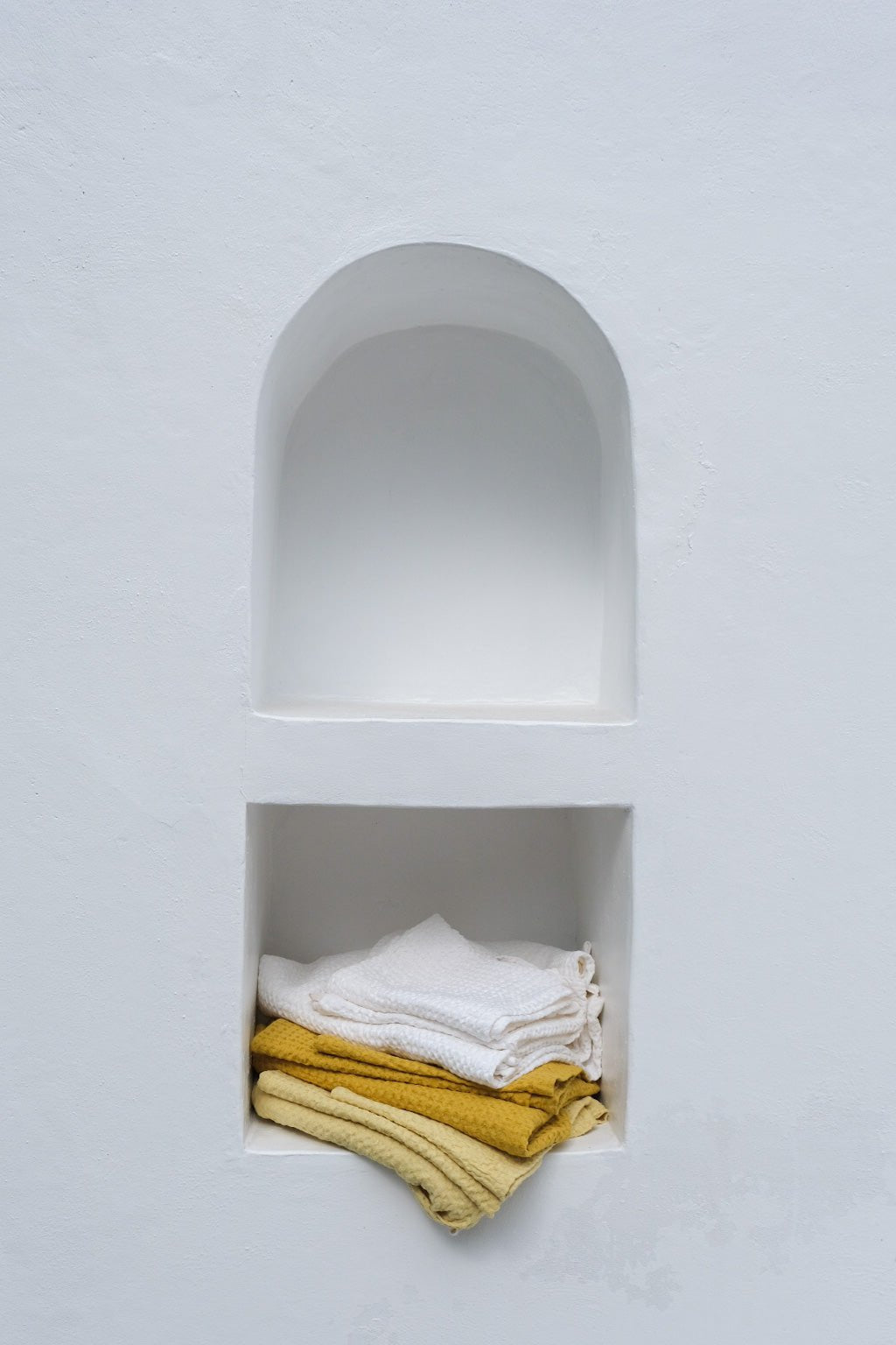 Chartreuse yellow waffle towel