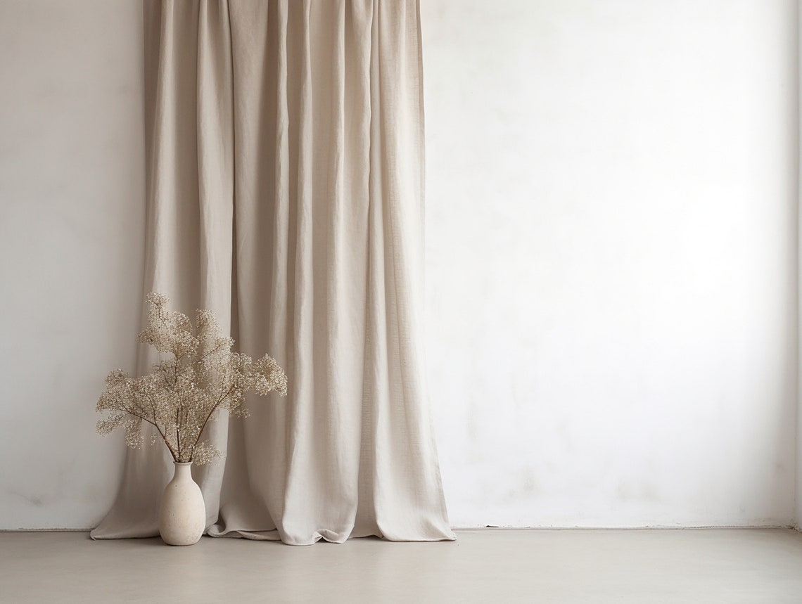 Ready to ship from Florida 2 Undyed regular and blackout linen curtains
