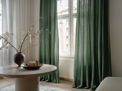 Ready to ship Pine green blackout linen curtains