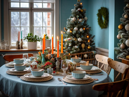 Ready to ship from Florida 1 Sky blue round linen tablecloth