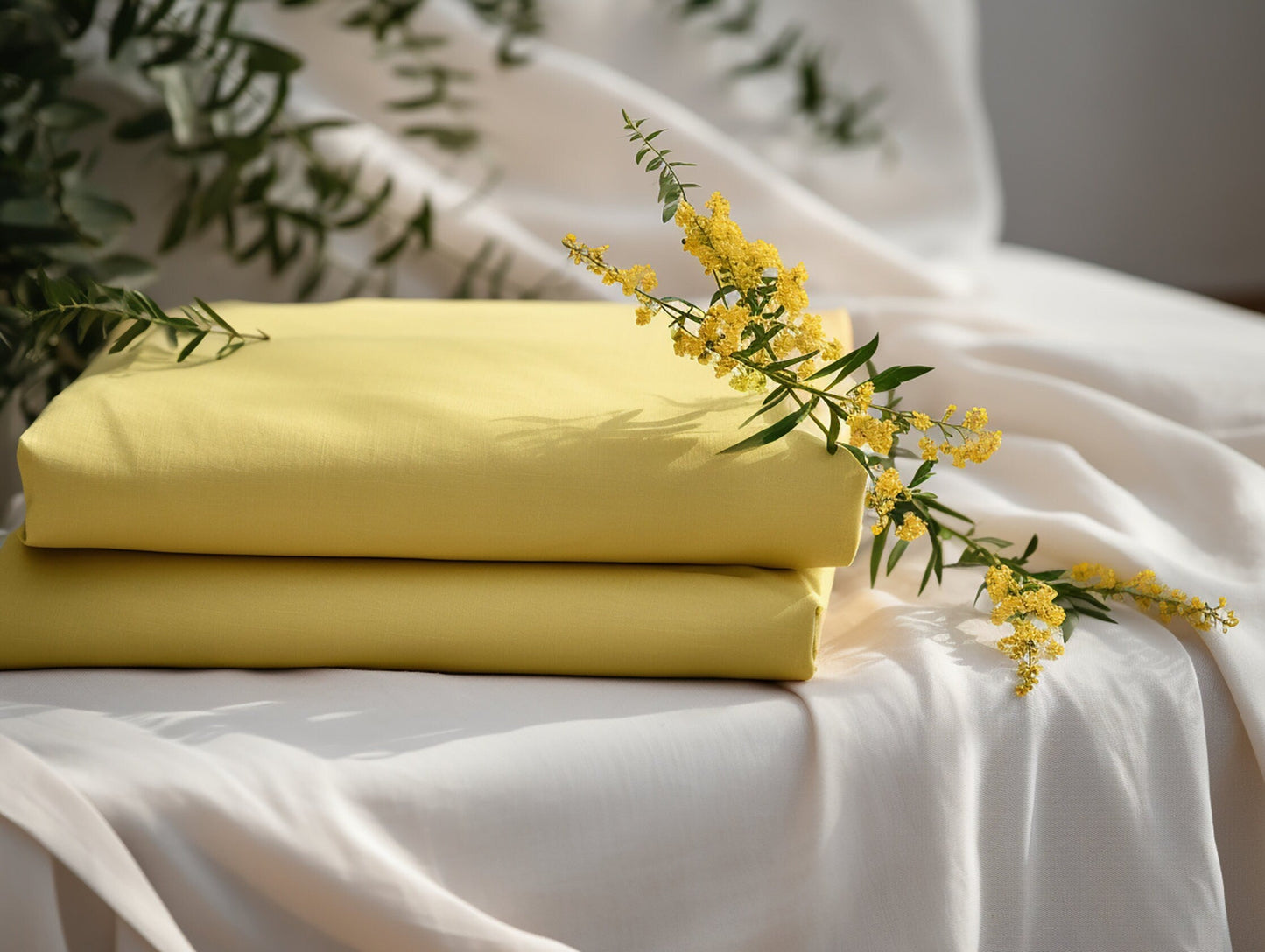 Lemon yellow heavy weight sheet set