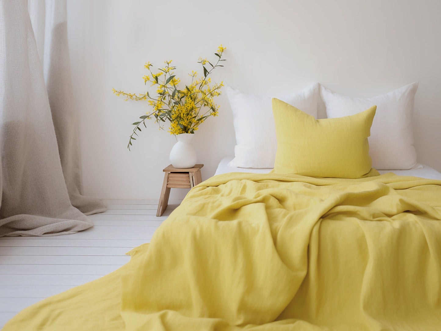 Lemon yellow heavy weight sheet set