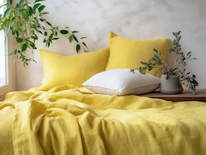 Lemon yellow heavy weight sheet set