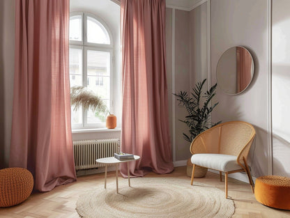 Ready to ship from Florida 1 Rose pink regular and blackout linen curtains