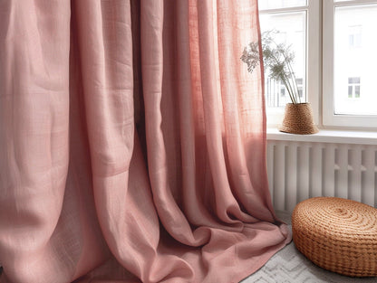 Ready to ship from Florida 1 Rose pink regular and blackout linen curtains