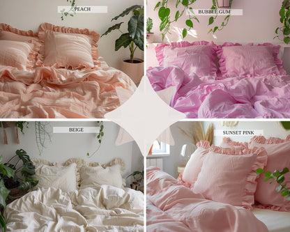 Deep purple ruffled pillowcase