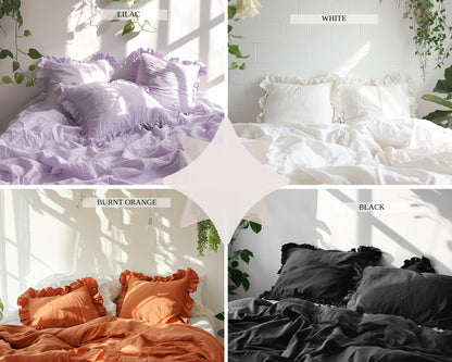 Deep purple ruffled pillowcase