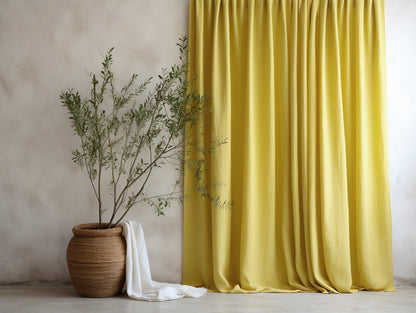 Lemon heavy weight linen curtains