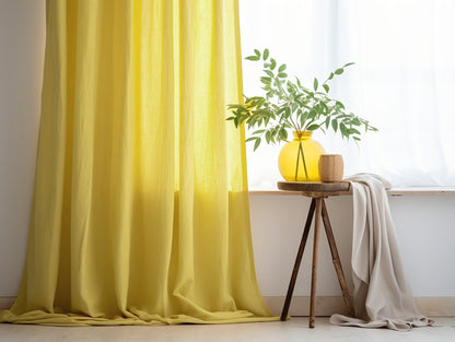 Lemon heavy weight linen curtains