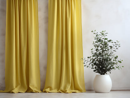 Lemon heavy weight linen curtains