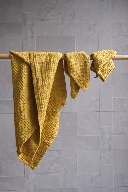 Mustard waffle towel