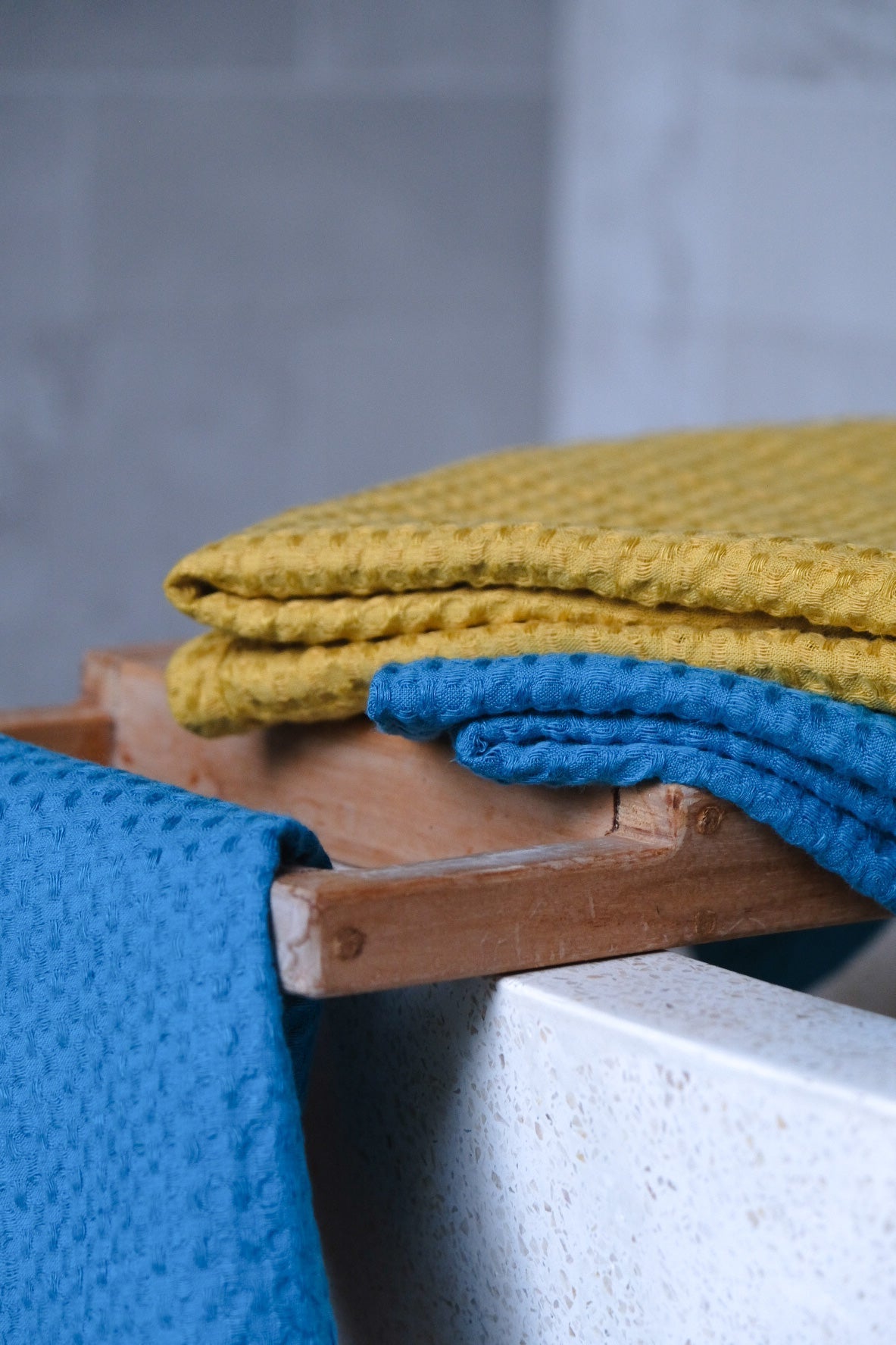 Mustard waffle towel