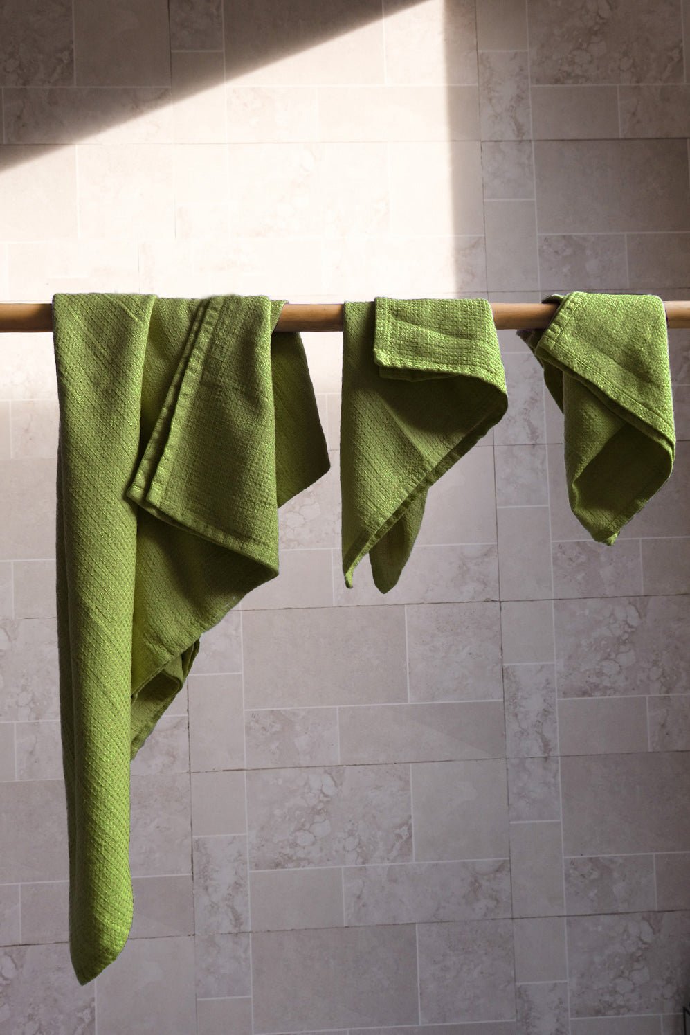 Olive waffle towel