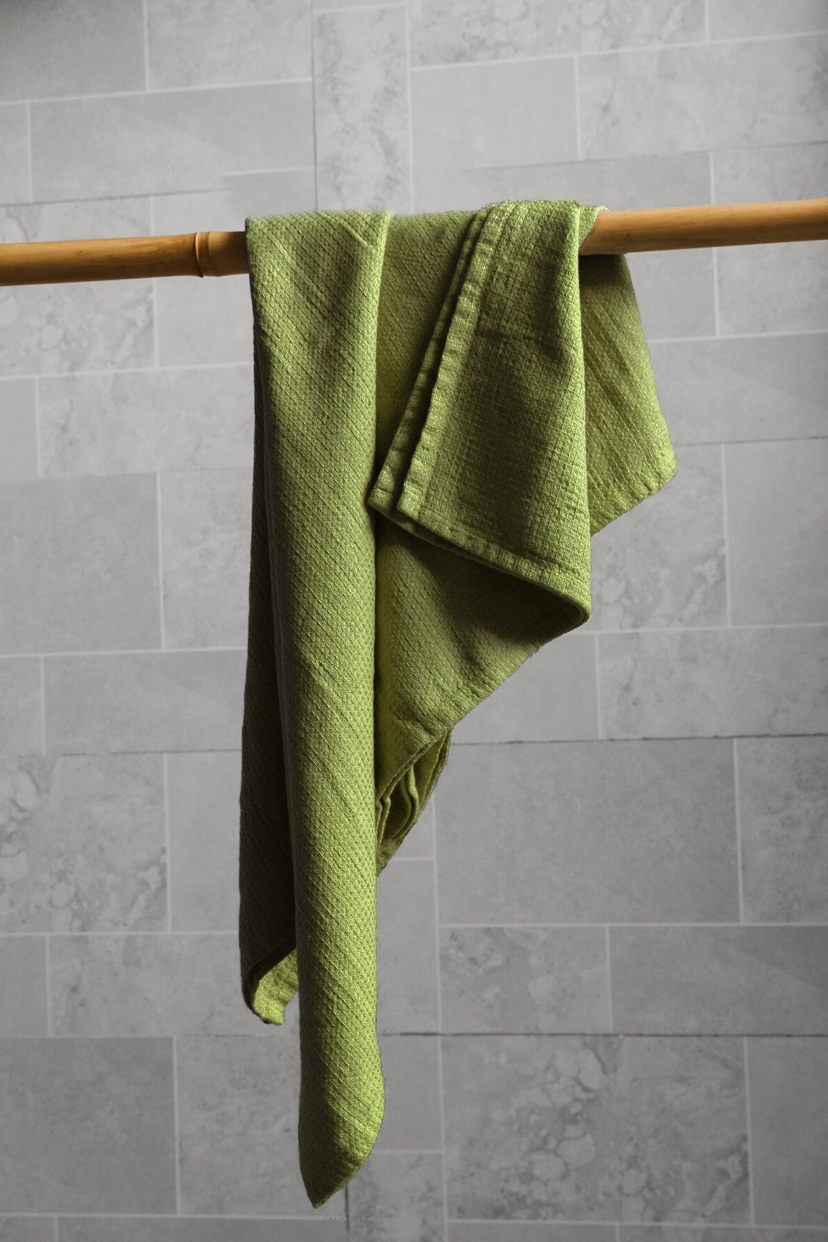 Olive waffle towel
