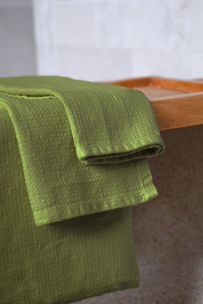 Olive waffle towel