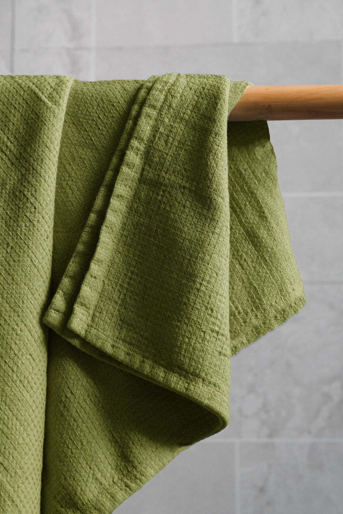Olive waffle towel