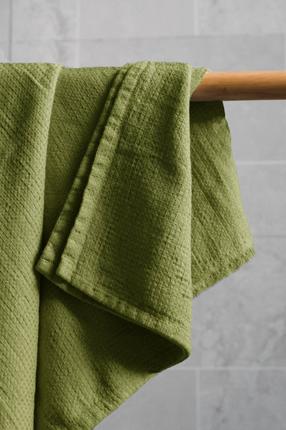 Olive waffle towel