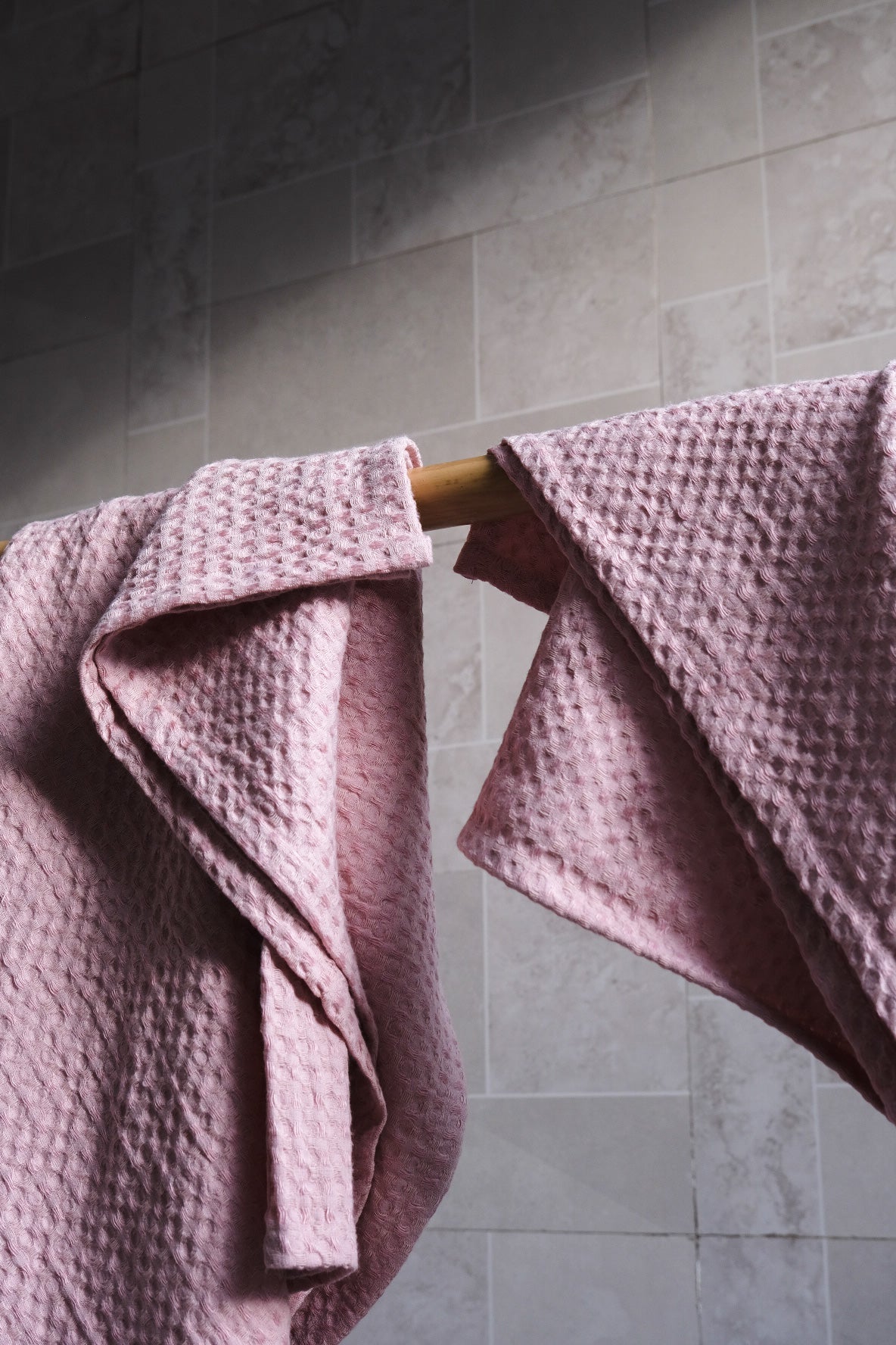 Rose pink waffle towel