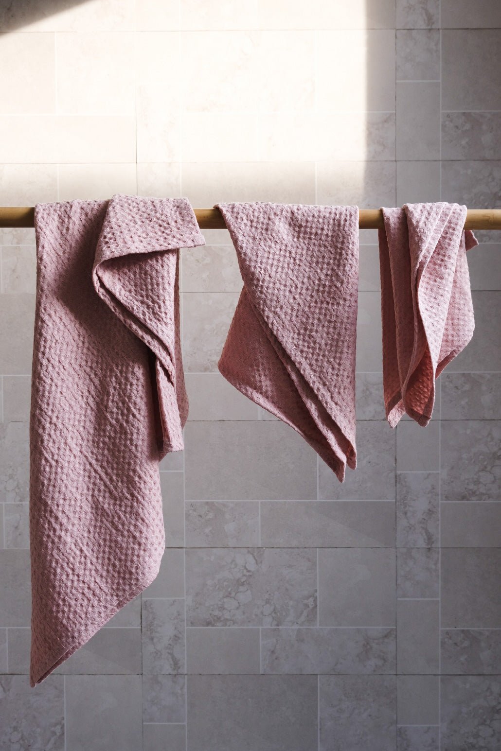 Rose pink waffle towel